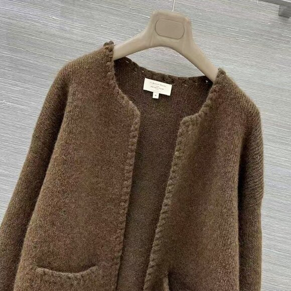 Sezane  Brown Knitted Long Sleeve Whipstitch Cardigan - Picture 2 of 9